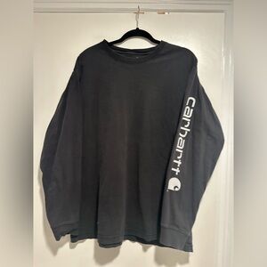 Carhartt Mens Relaxed Fit Spell Out  Black Long Sleeve Top Workwear Streetwear.